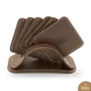 Brown Leather Coaster Set of 6 + Base