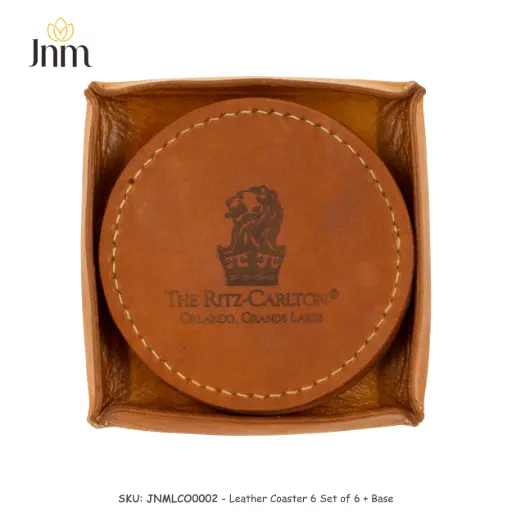 [JNMLCO0002] Leather Coaster - Set of 6 + Base